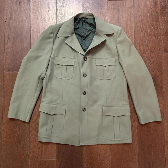 Other - Vintage Sears Olive Green Button-Up Jacket with Four Pockets Mens Size XL 48/42